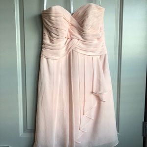 Short Crinkle Chiffon Dress with Front Cascade